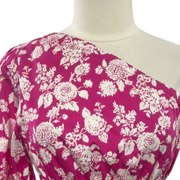The Drop Anupa Cropped Top Shirt Womens Medium Hot Pink New One Shoulder - Picture 4 of 12